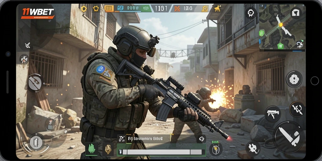 Tangkapan layar dari gameplay intens <strong>11WBET</strong> dalam mode FPS.