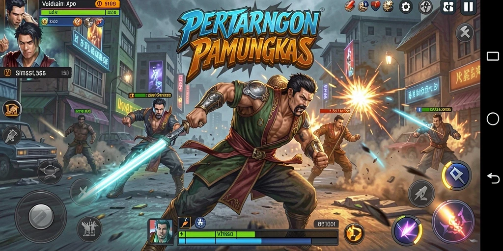 Screenshot gameplay 8180 menampilkan pertarungan seru antara dua karakter.
