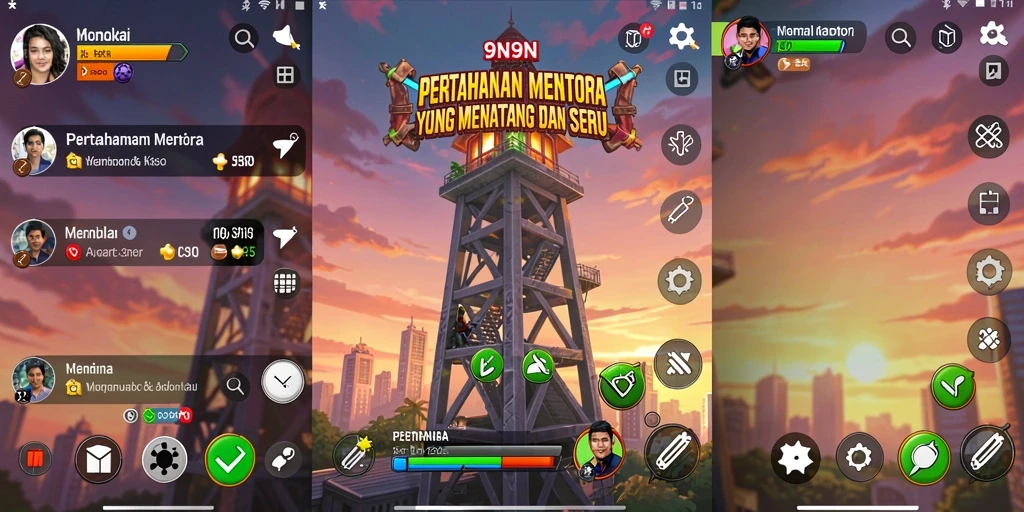 Tampilan gameplay Tower Defense di 9N9N yang seru dan menantang.