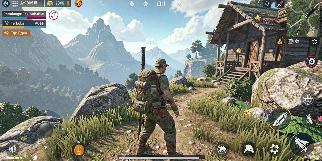 Screenshot gameplay AYU89 menunjukan petualangan seru dalam dunia terbuka.