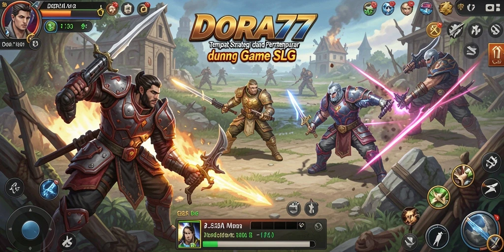 Tangkapan layar menunjukkan aksi pertempuran intens dalam DORA77.
