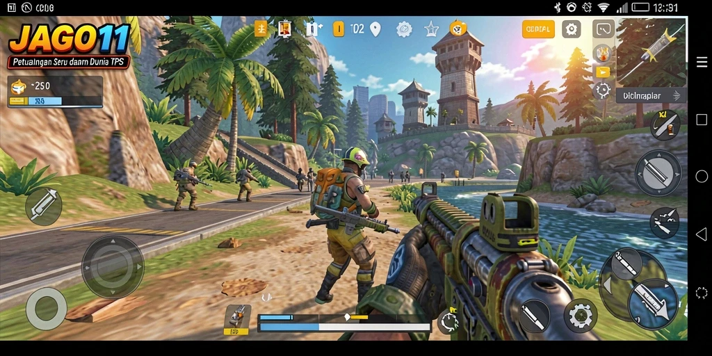 Tampilan gameplay mengesankan dari JAGO11 di lingkungan pertempuran yang dinamis.