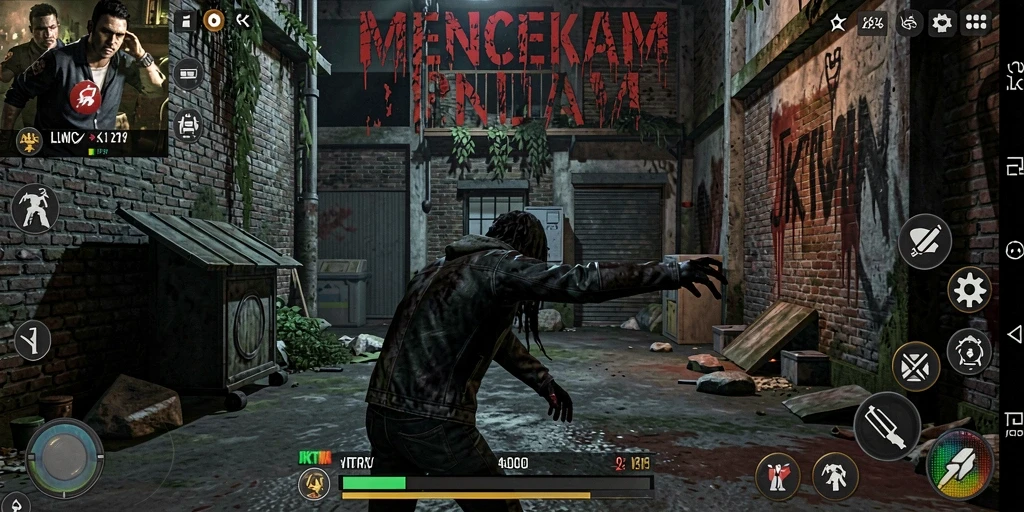 Screenshot gameplay JKTWIN dengan suasana horror yang menakutkan.