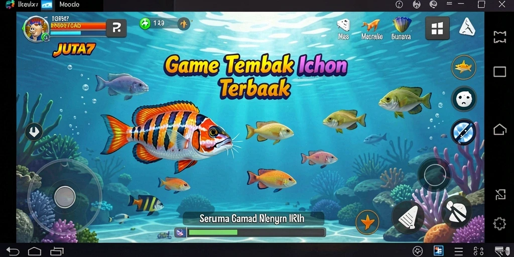 Tampilan gameplay JUTA7 dengan grafis ikan yang memukau.