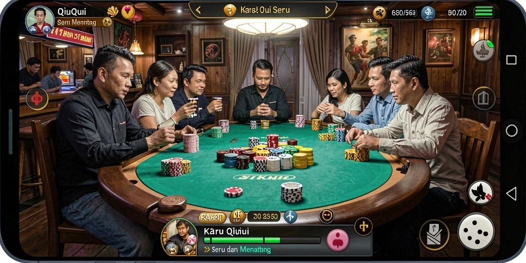 Tampilan gameplay KAKRP yang seru dan kompetitif dalam QiuQiu.