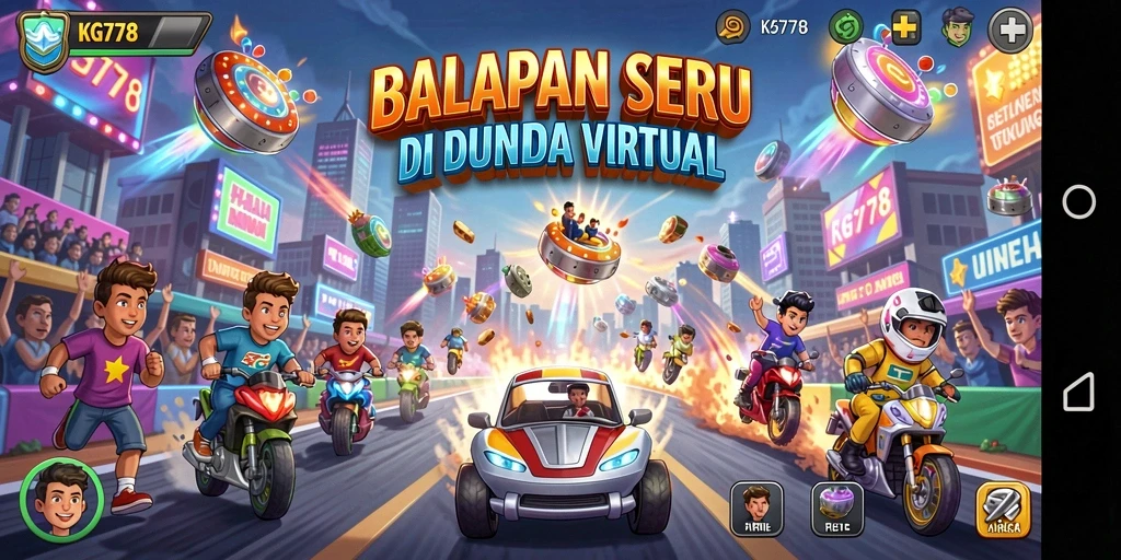 Screenshot KG778 menampilkan pertarungan seru di lintasan balap.
