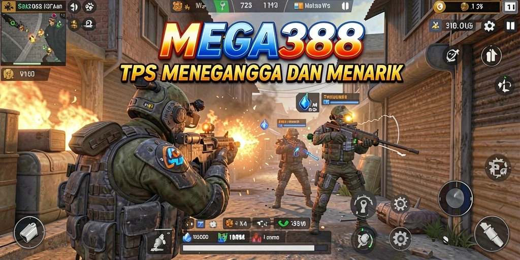 Tangkapan layar MEGA388 menampilkan gameplay seru dalam pertempuran TPS.