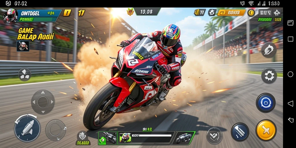 Tangkapan layar gameplay <strong>OMTOGEL</strong> yang menampilkan aksi balap yang mendebarkan.
