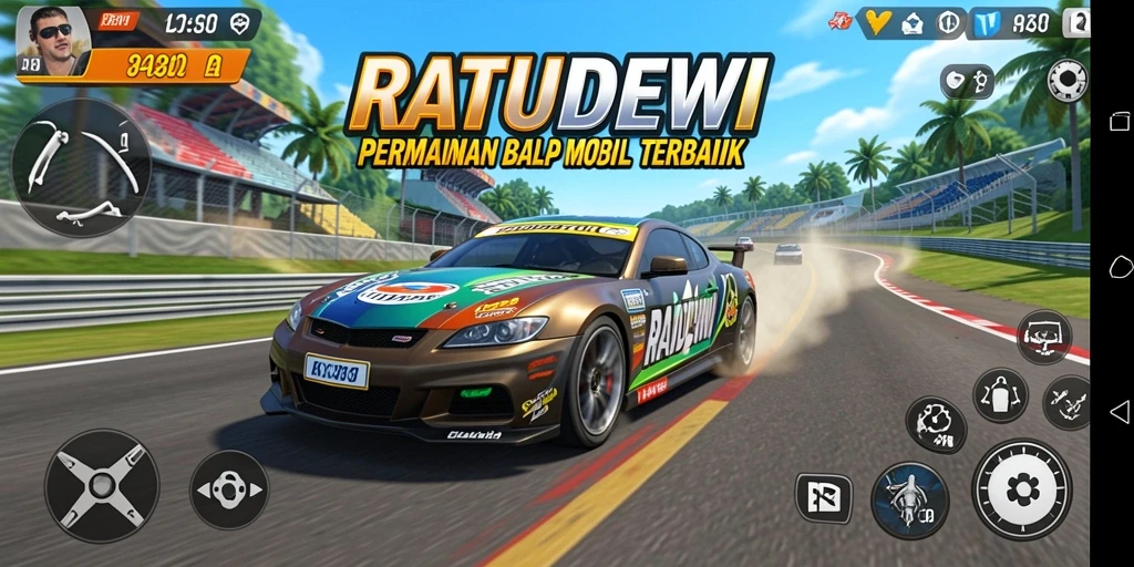 Tampilan gameplay balap yang seru dan menegangkan di RATUDEWI.
