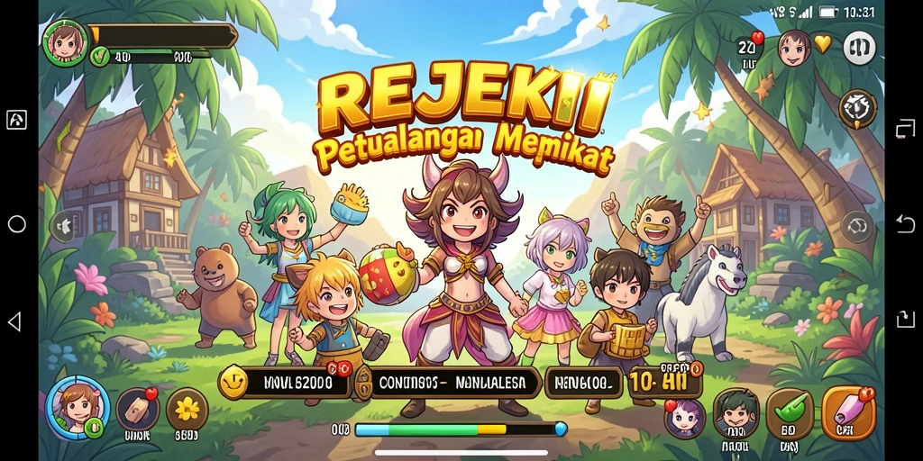Tangkapan layar gameplay <strong>REJEKI</strong> yang penuh aksi dan karakter menarik.