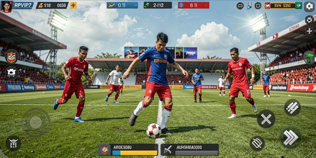 Tangkapan layar RPVIP2 menampilkan pertandingan olahraga yang mendebarkan dan grafis yang memukau.