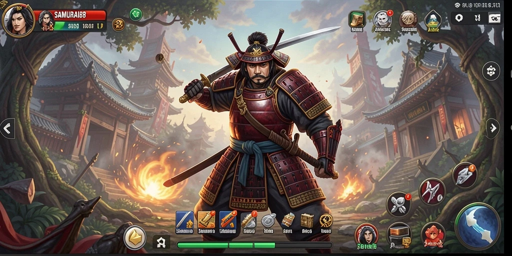 Tampilan menarik dari gameplay SLG SAMURAI88 yang seru.