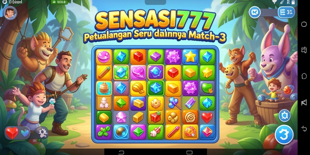 Tampilan gameplay SENSASI777 yang seru dalam permainan Match-3.