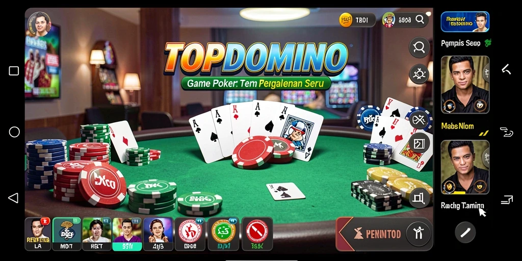 Tampilan gameplay seru dari TOPDOMINO yang menghadirkan pengalaman Poker menarik.